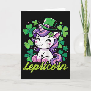 St Patricks Day Unicorn Lepricorn Saint Pattys Gir Card