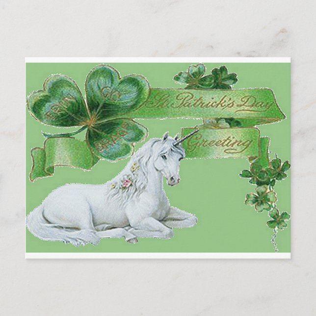 St Patrick's Day Unicorn Postcard (Front)