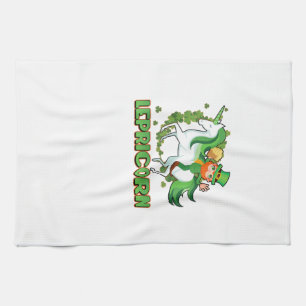 St Patricks Day Unicorn Shirt - Lepricorn Leprecha Kitchen Towel