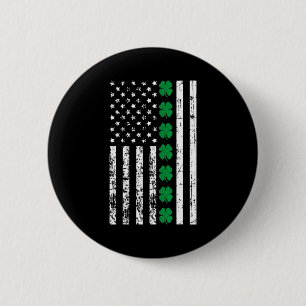 St Patricks Day Usa Flag Lucky Shamrock St Patty T 2 Inch Round Button