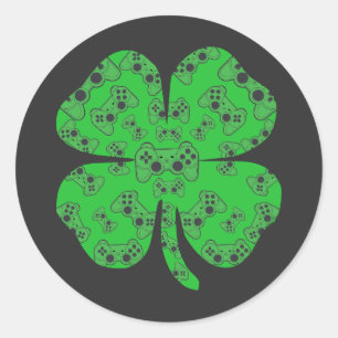 St Patricks Day Video Game Controller Shamrock  Classic Round Sticker