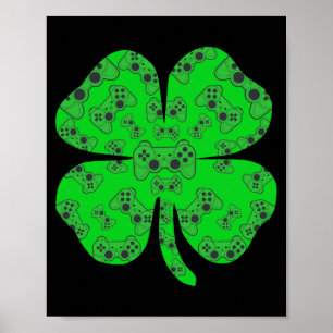 St Patricks Day Video Game Controller Shamrock T S Poster