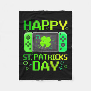 St Patrick's Day Video Game Gamer Shamrock Boys Me Fleece Blanket