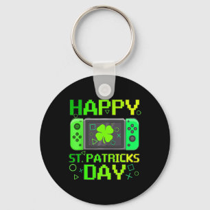 St Patrick's Day Video Game Gamer Shamrock Boys Me Keychain