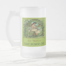 St. Patrick's Day Vintage Girl with Shamrocks 