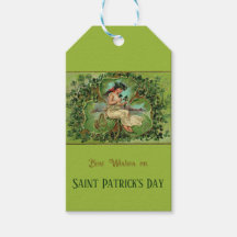 St. Patrick's Day Vintage Girl with Shamrocks 