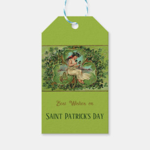 St. Patrick's Day Vintage Girl with Shamrocks  Gift Tags