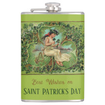 St. Patrick's Day Vintage Girl with Shamrocks 