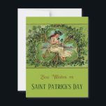 St. Patrick's Day Vintage Girl with Shamrocks  Holiday Card<br><div class="desc">St. Patrick's Day Vintage Girl with Shamrocks  Holiday Card. May your blessings outnumber the shamrocks that grow. Schamrock is a trifoliolate plant - meaning “little clover”. It represtents good luck. Irish legend says that Saint Patrick used the shamrock as a symbol to explain the Holy Trinity.</div>