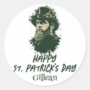 St. Patrick's Day vintage Shamrock personalize  Classic Round Sticker
