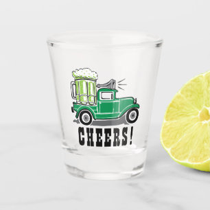 ST Patrick's Day Vintage Truck Green Beer Shot Glass