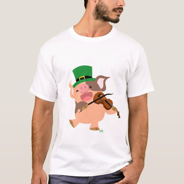 St Patrick's Day violinist pig T-shirt (Front)