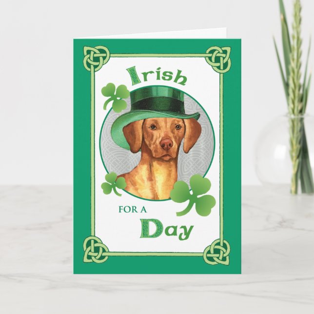 St. Patrick's Day Vizsla Card (Front)