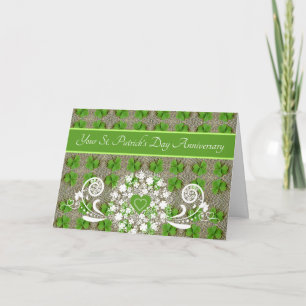 St Patrick's Day Wedding Anniversary Shamrocks Card