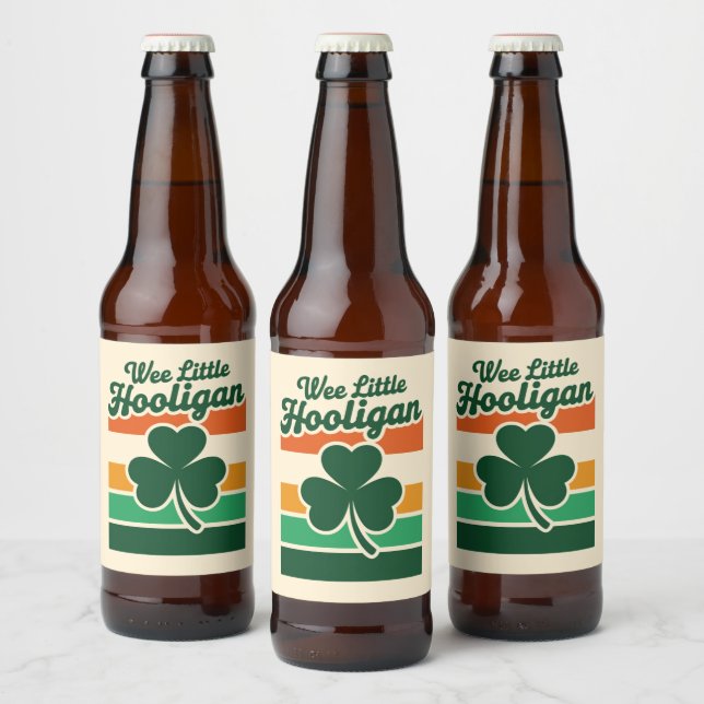 St Patricks Day Wee Little Hooligan Funny  Beer Bottle Label (Bottles)
