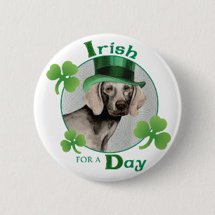St. Patrick's Day Weimaraner 2 Inch Round Button