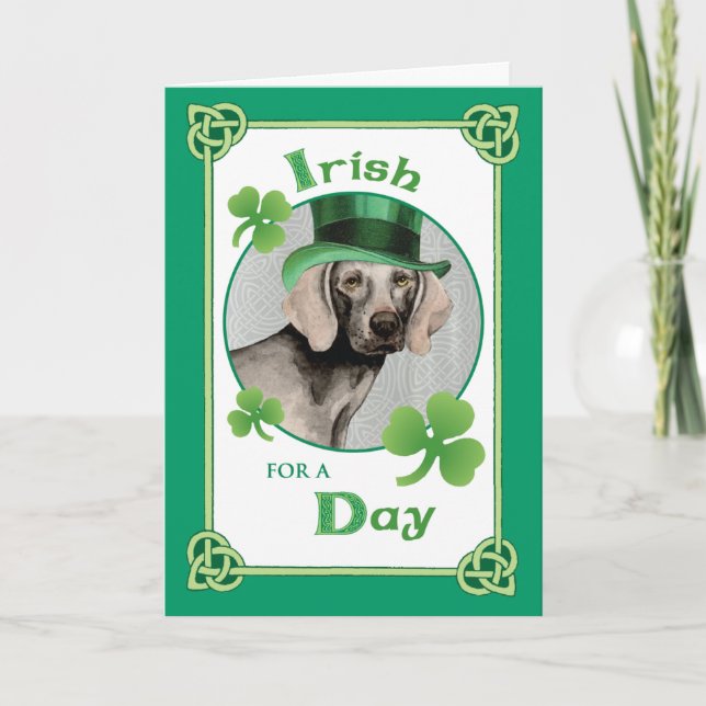 St. Patrick's Day Weimaraner Card (Front)