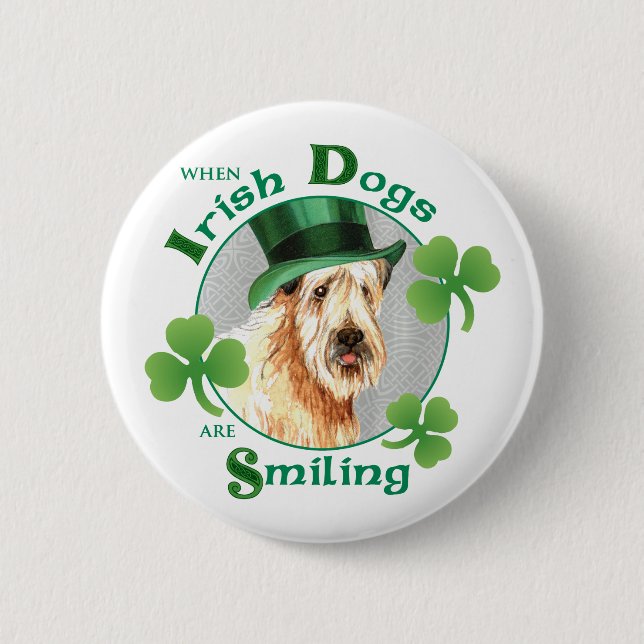 St. Patrick's Day Wheaten Terrier 2 Inch Round Button (Front)