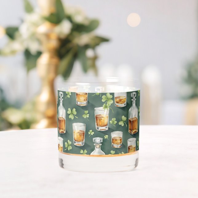 St. Patrick's Day Whiskey and Shamrocks Pattern Glass (Insitu (Wedding))