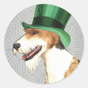 St. Patrick's Day Wire Fox Terrier Classic Round Sticker