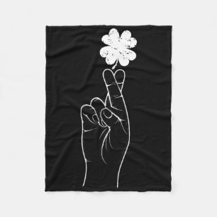 St Patricks Day Wishing For Luck Hand Sign Asl Sha Fleece Blanket