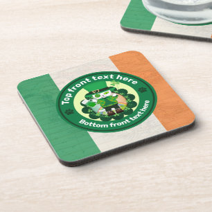 St. Patrick's Day with a Lucky One-Eyed Cat Coaster