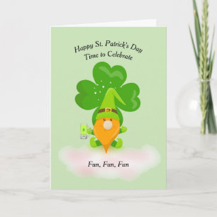 St. Patrick's Day with Shamrock & Gnome Card