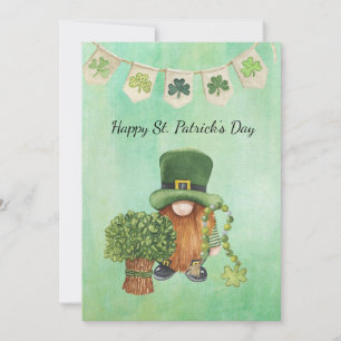 St. Patrick's Day with Shamrock Green watercolor Holiday Card