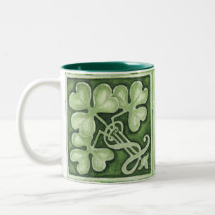 St. Patrick's Day with Shamrock Green watercolor T Two-Tone Coffee Mug