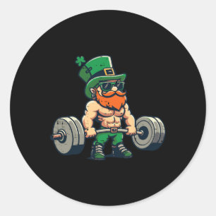 St Patricks Day Workout Deadlift Saint Pattys Gym  Classic Round Sticker