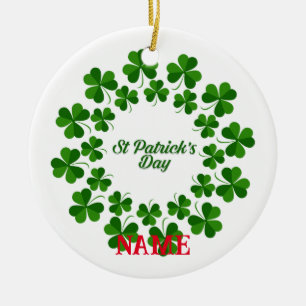 St Patrick's Day Wreath Thunder_Cove Ceramic Ornament