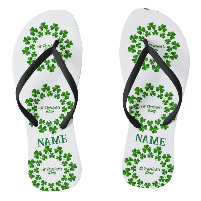 St Patrick's Day Wreath Thunder_Cove Flip Flops (Footbed)