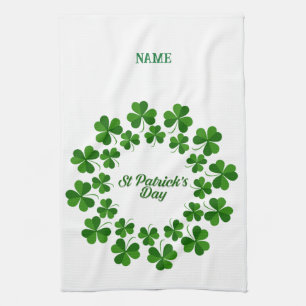 St Patrick's Day Wreath Thunder_Cove Kitchen Towel
