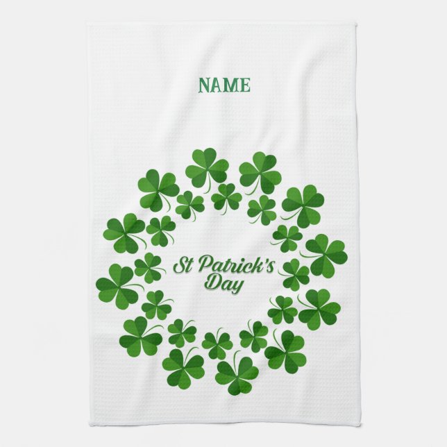 St Patrick's Day Wreath Thunder_Cove Kitchen Towel (Vertical)