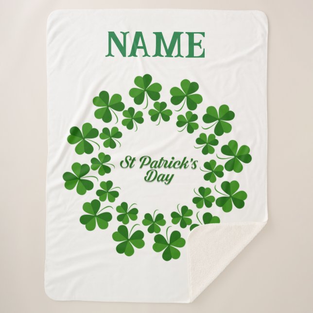St Patrick's Day Wreath Thunder_Cove Sherpa Blanket (Front)