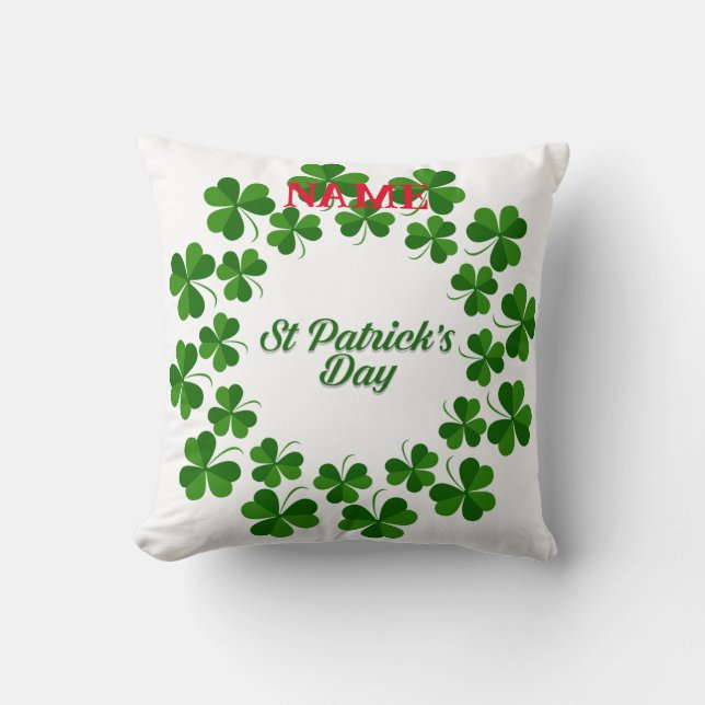 St Patrick's Day Wreath Thunder_Cove  Throw Pillow (Front)