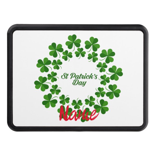 St Patrick's Day Wreath Thunder_Cove Trailer Hitch Cover (Front)