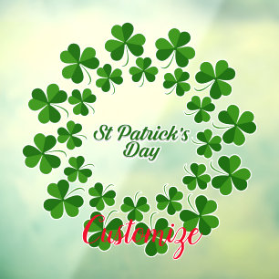 St Patrick's Day Wreath Thunder_Cove Window Cling