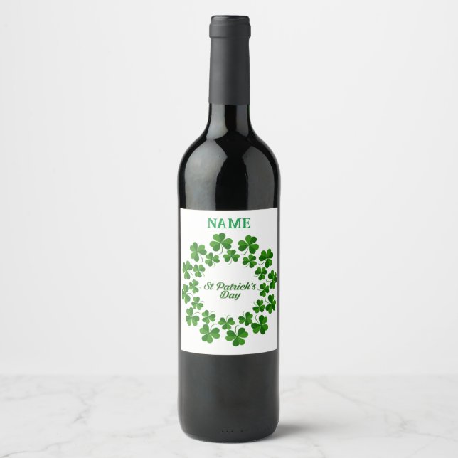 St Patrick's Day Wreath Thunder_Cove Wine Label (Front)
