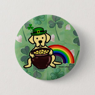 St. Patrick's Day Yellow Lab Rainbow 2 Inch Round Button