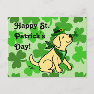 St. Patrick's Day Yellow Labrador Postcard