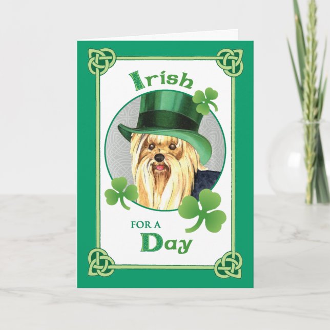 St. Patrick's Day Yorkie Card (Front)