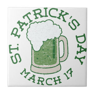 st patricks distressed green beer tile