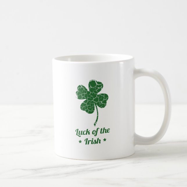 st patricks distressed lucky clover coffee mug (Right)