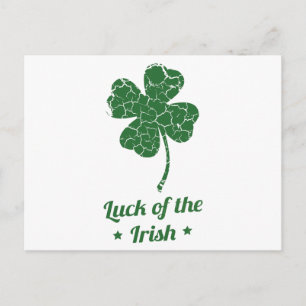 st patricks distressed lucky clover postcard