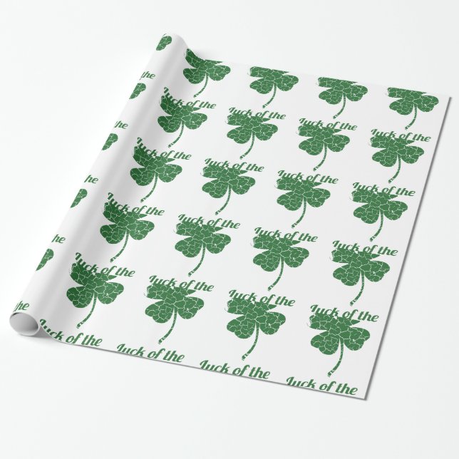 st patricks distressed lucky clover wrapping paper (Unrolled)