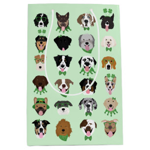 St Patricks Dog Face Pattern Medium Gift Bag