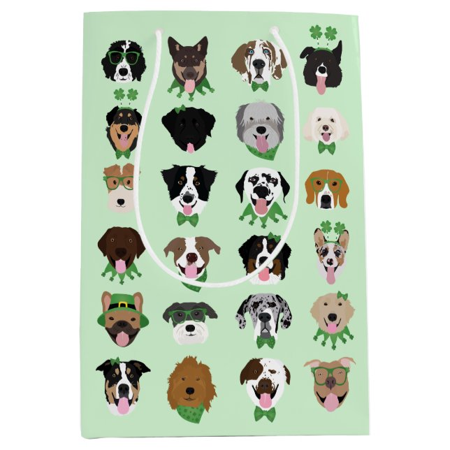 St Patricks Dog Face Pattern Medium Gift Bag (Front)