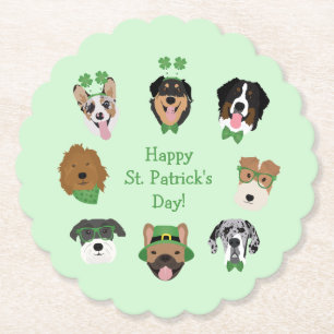 St Patricks Dog Face Pattern Paper Coaster