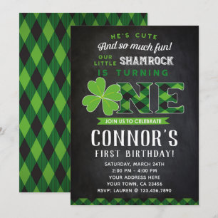 St Patrick's First Birthday Invitation Chalkboard